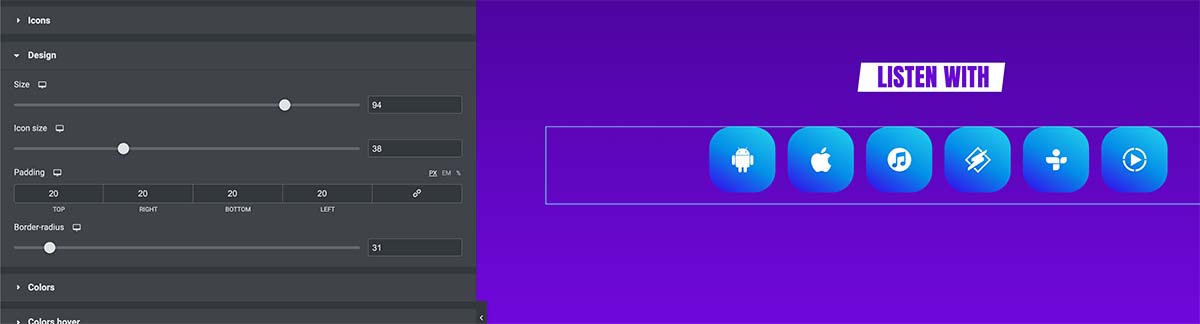 itunes google android radio apps icons elementor