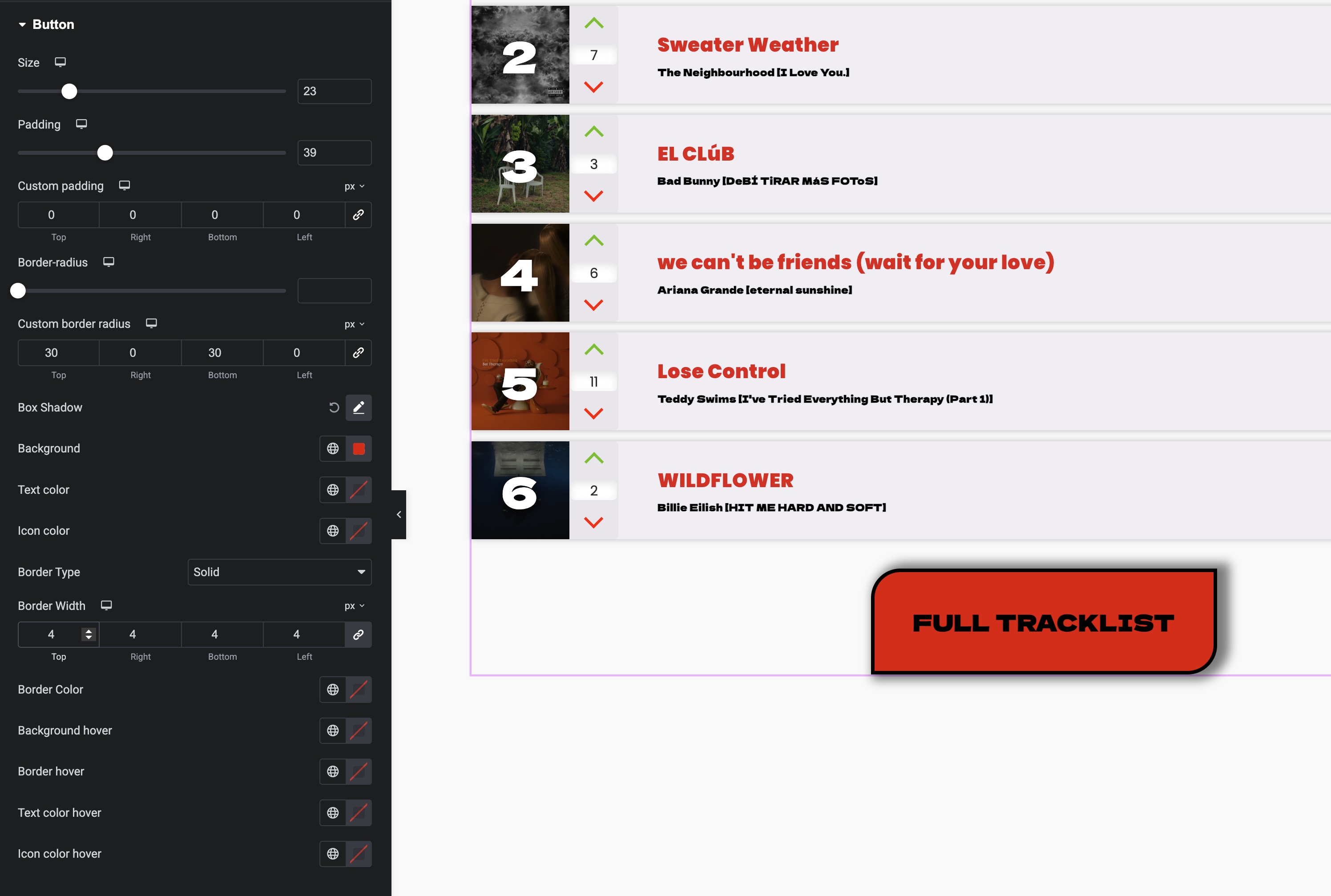chart button design options