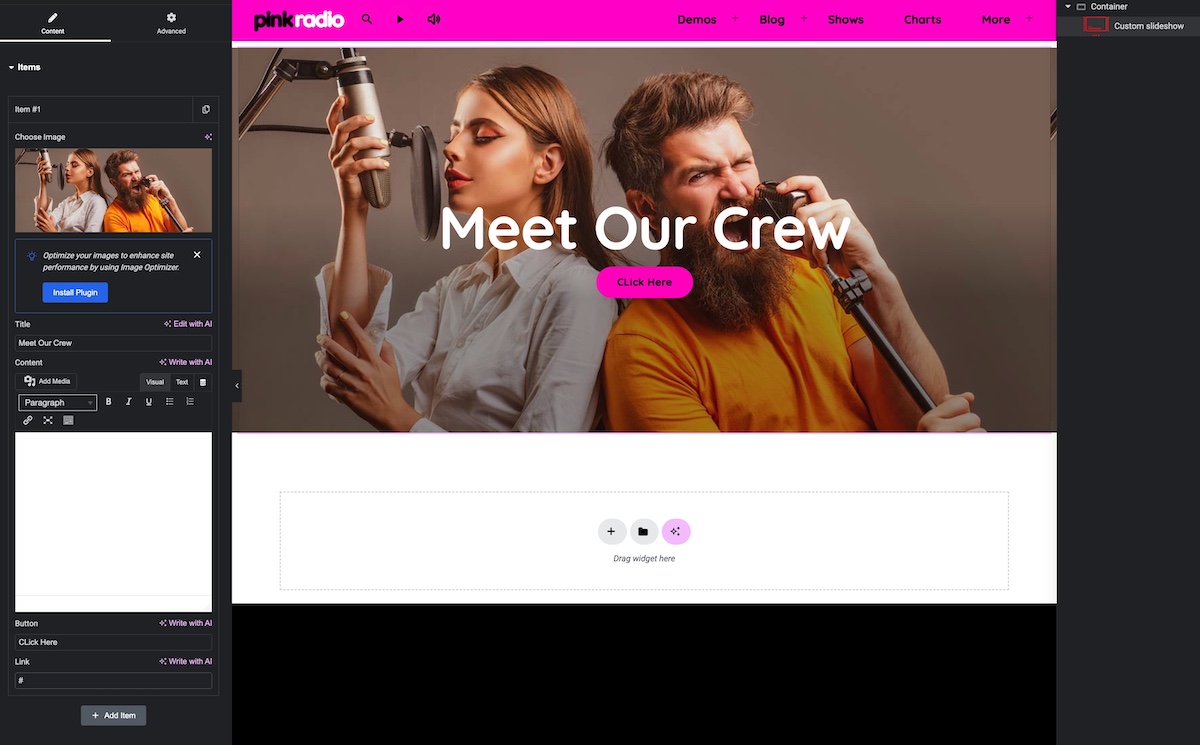 custom slideshow wordpress plugin for elementor