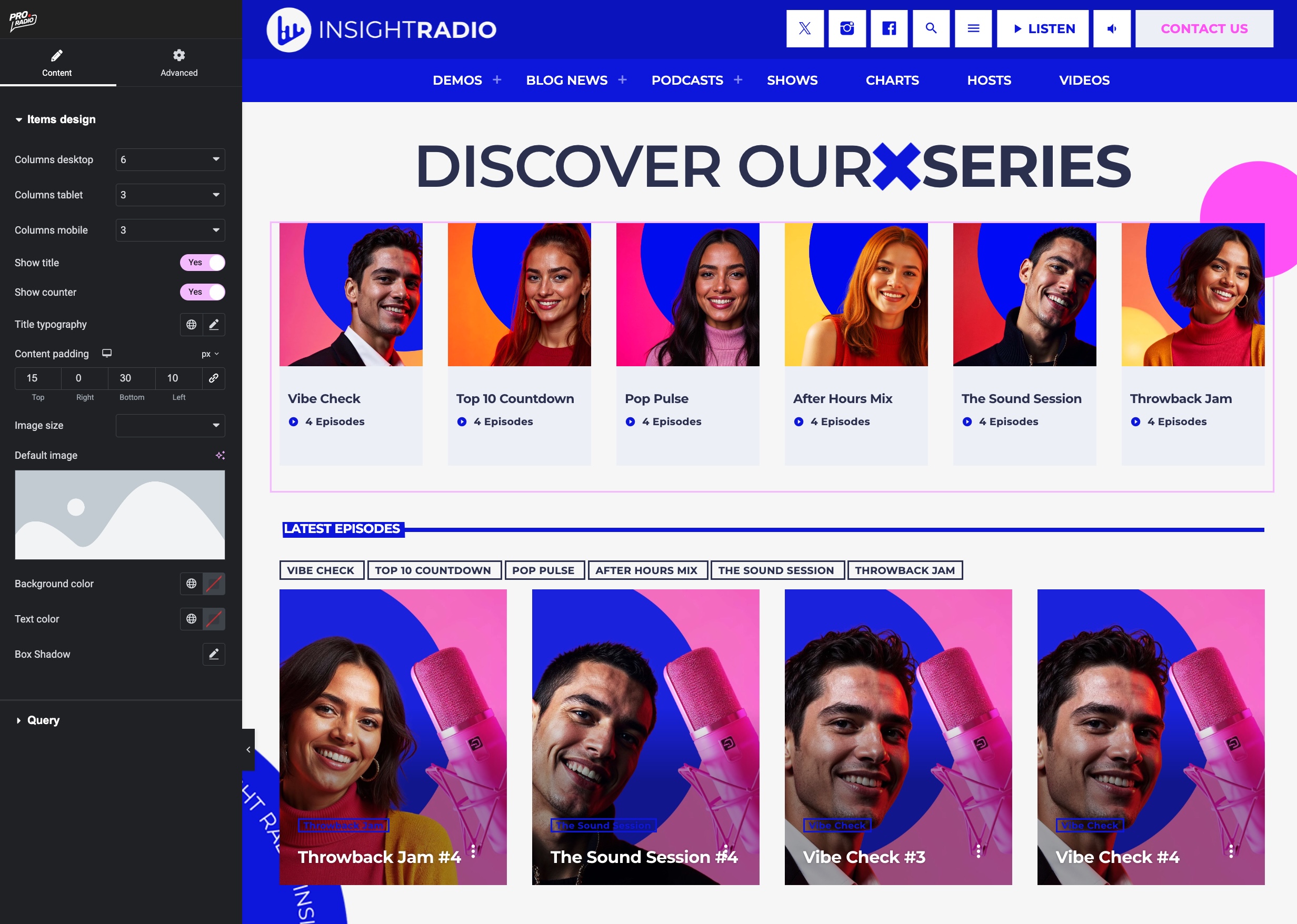 Elementor podcasting widgets