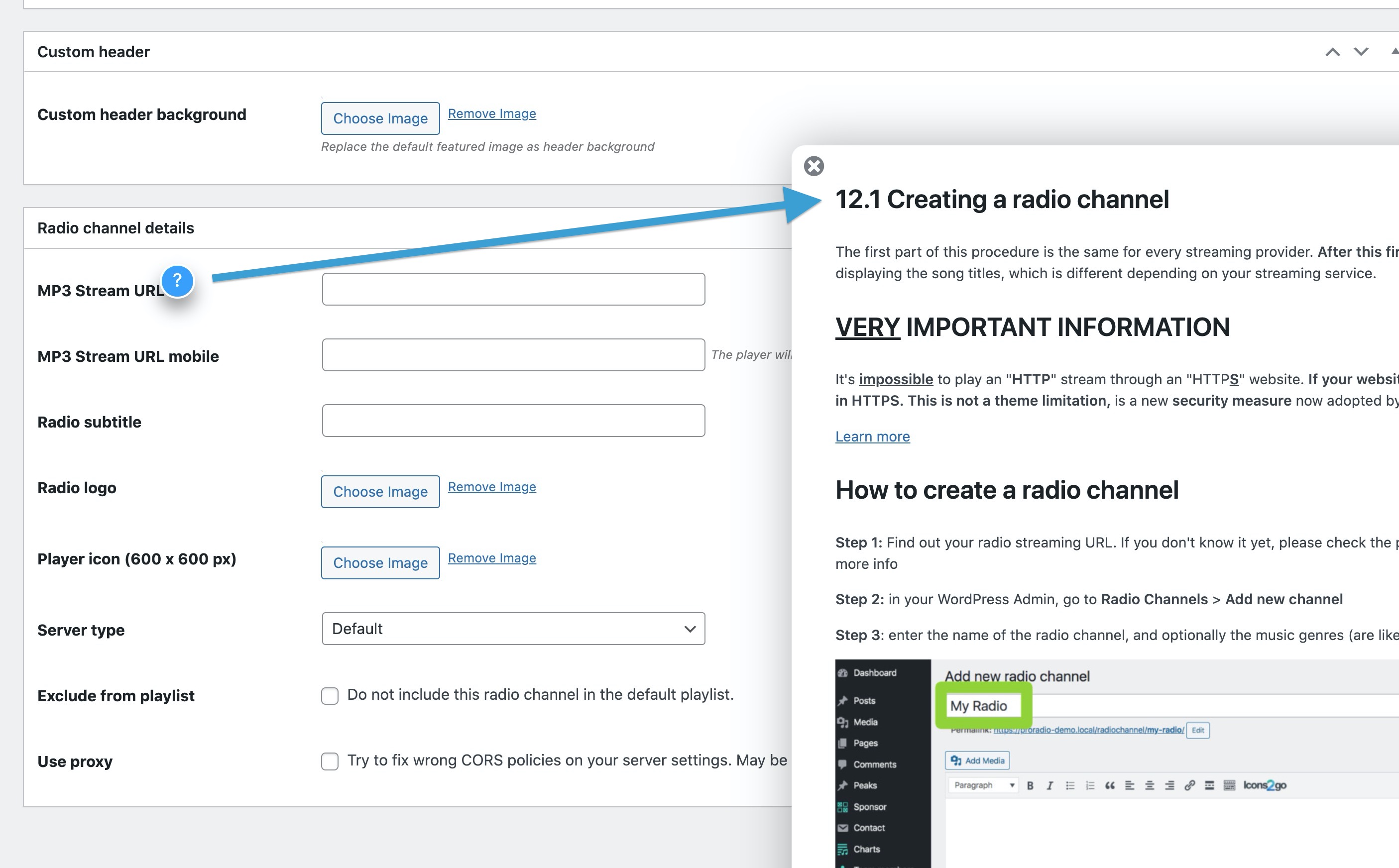 create your radio station with inline assistant in wordpress