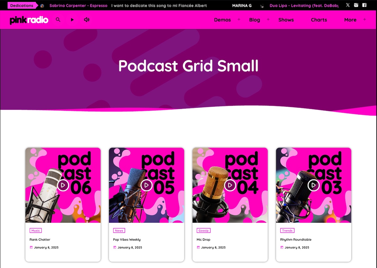 podcast wordpress theme grid layout