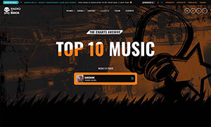 Demo 17 – Radio to Rock: a Grunge Rock radio station website template [Radio WordPress Theme demo] Music chart