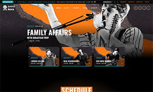 Demo 17 – Radio to Rock: a Grunge Rock radio station website template [Radio WordPress Theme demo] Shows schedule