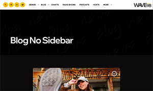 Demo 35 – WAVE98 Radio Website Template [Radio WordPress Theme demo] Blog no sidebar