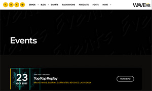 Demo 35 – WAVE98 Radio Website Template [Radio WordPress Theme demo] Events
