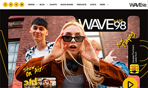 Demo 35 – WAVE98 Radio Website Template [Radio WordPress Theme demo] Home 03