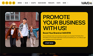 Demo 35 – WAVE98 Radio Website Template [Radio WordPress Theme demo] Promote