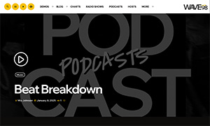 Demo 35 – WAVE98 Radio Website Template [Radio WordPress Theme demo] Single podcast