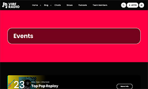 Demo 33 – Vibe Radio Website Template [Radio WordPress Theme demo] Events