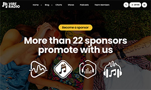 Demo 33 – Vibe Radio Website Template [Radio WordPress Theme demo] Promote