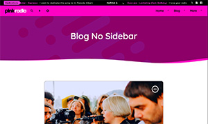 Demo 34 – Pink Radio Website Template [Radio WordPress Theme demo] Blog no sidebar