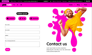 Demo 34 – Pink Radio Website Template [Radio WordPress Theme demo] Contacts