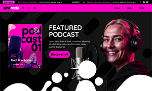 Demo 34 – Pink Radio Website Template [Radio WordPress Theme demo] Podcasts