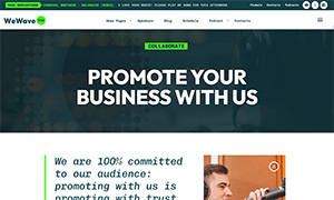 Demo 40 – We Wave FM Radio Website Template [Radio WordPress Theme demo] Promote