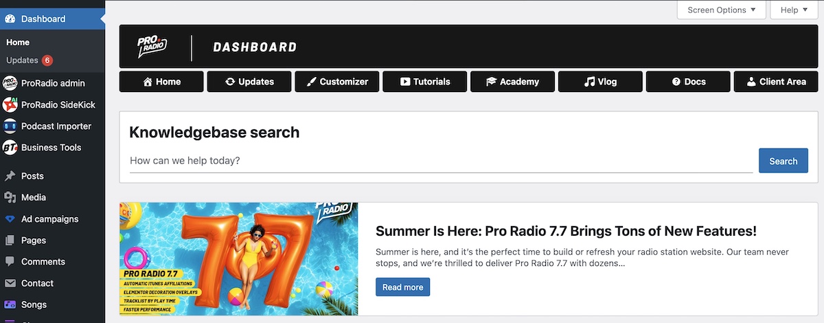The new Pro Radio dashboard