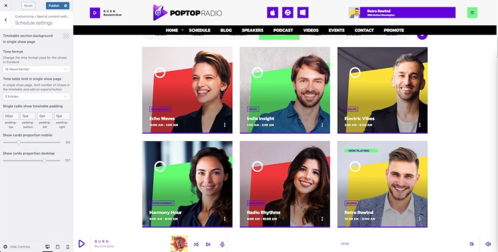 radio website template customizer radio show