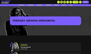 Demo 39 – TalkSpot Radio Website Template [Radio WordPress Theme demo] Podcast archive horizontal