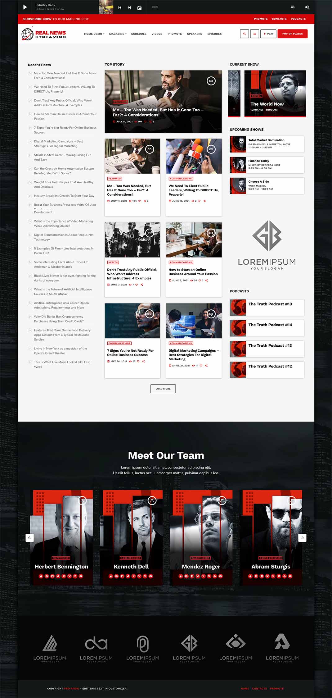 News magazine template for WordPress radio station