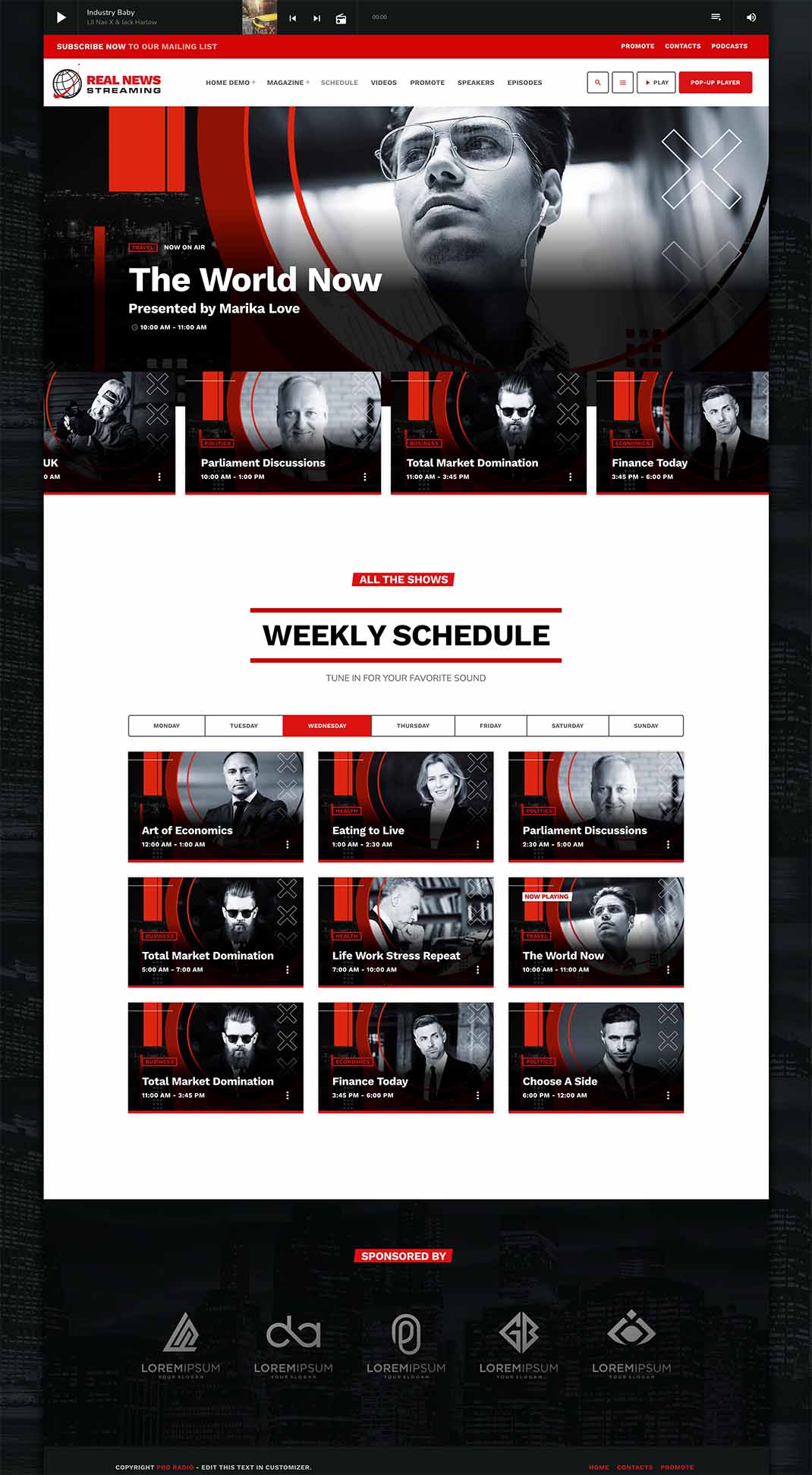 Radio shows schedule for WordPress theme